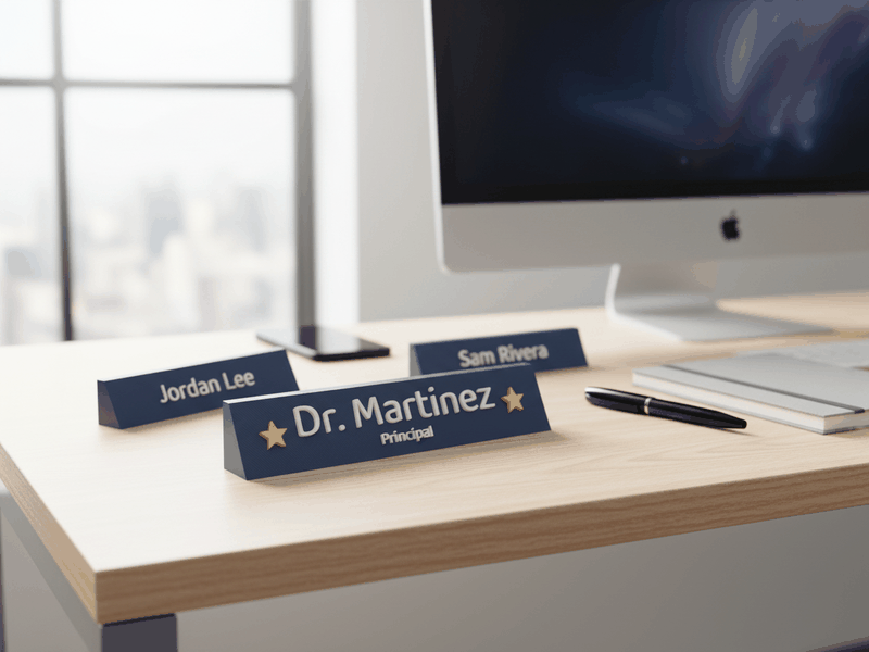 Desk Nameplate Studio printed example